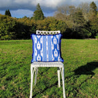 Royal blue Ikat Frill Cushion