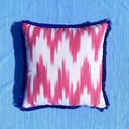 Pink Ikat Frill Cushion