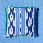 Royal blue Ikat Frill Cushion