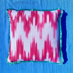 Pink Ikat Frill Cushion