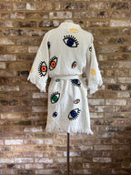 Organic Kimono in White with Mini Eye: Short