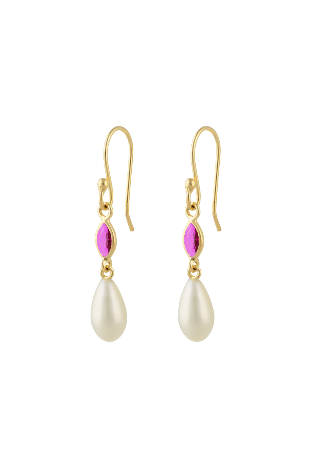 Bridgerton Drop in Gold with Pink Zirconia