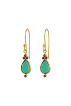 Juniper Drops in Green onyx  and Ruby zirconia
