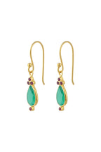 Juniper Drops in Green onyx  and Ruby zirconia
