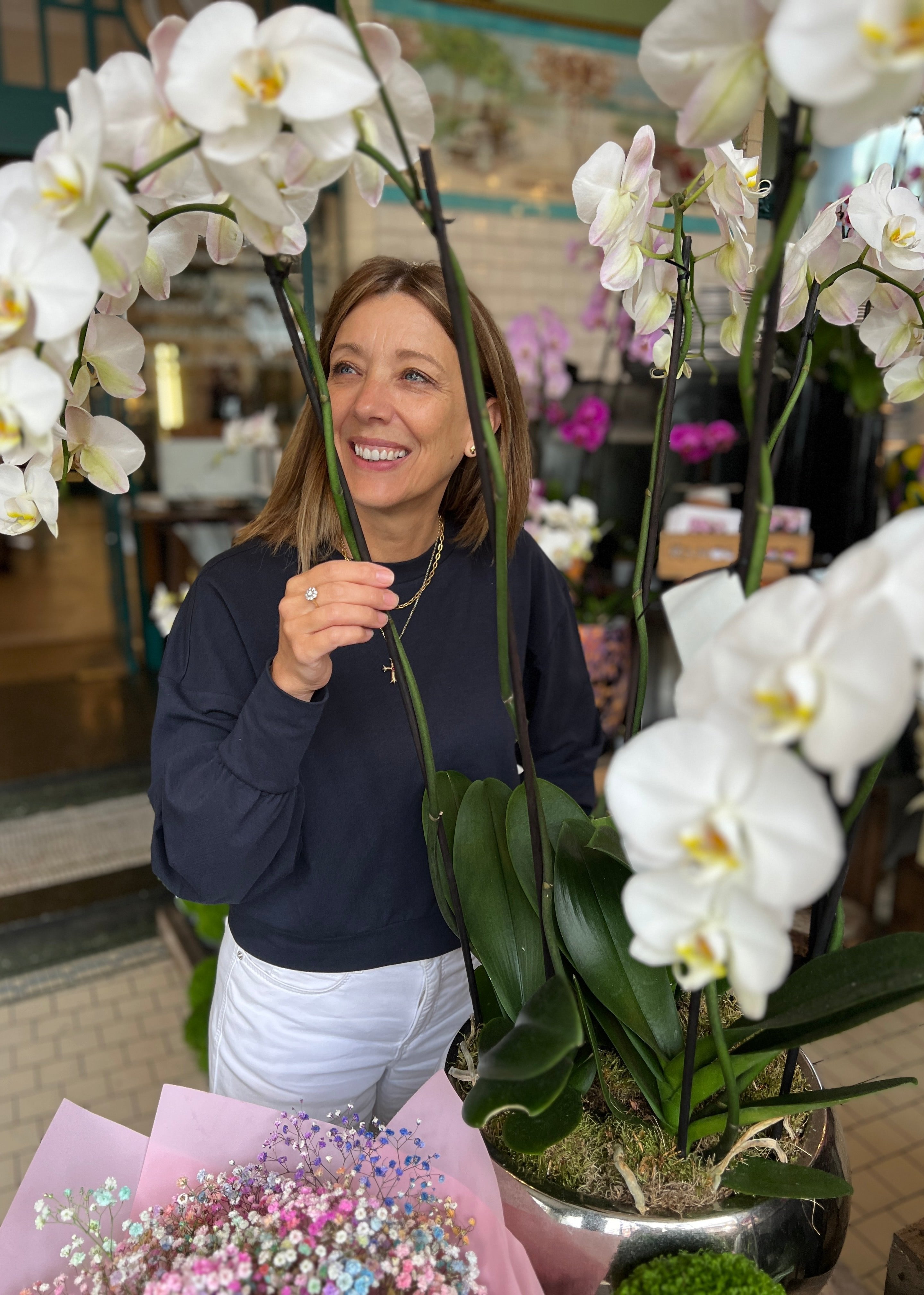 GAIA statement sleeve top, navy (SALE)