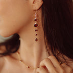 Cascade Earrings in Gold with Garnet