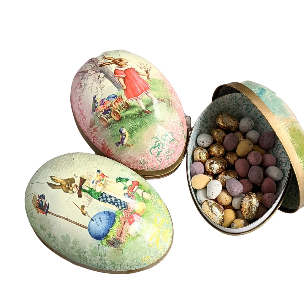 Easter Egg Paper Mache Container - Vintage Pastels