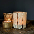 Embedded Paper Stripe Glass Votive | 8cm