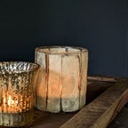 Embedded Paper Stripe Glass Votive | 8cm