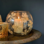 Round Glass Vase With Natural Embedded Flowers | 12cm