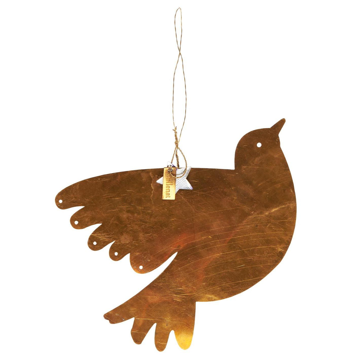 Brass Hanging Bird Christmas Decoration