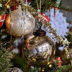 Gold Snowflake Etched Glass Bauble - 3 Sizes