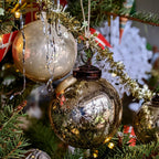 Gold Snowflake Etched Glass Bauble - 3 Sizes