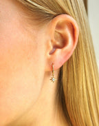 Gold CZ Star Charm Huggie Earrings