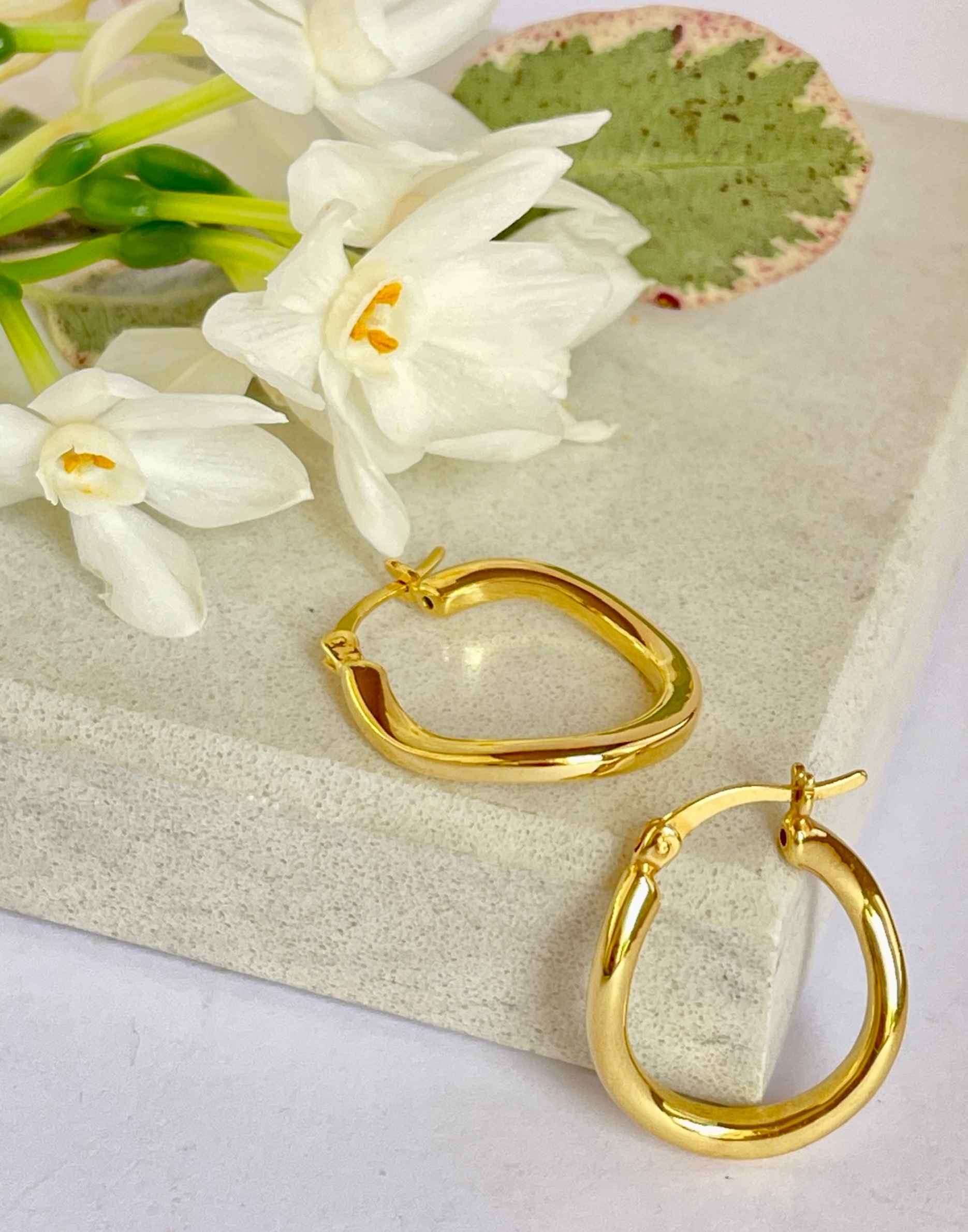 Gold Molten Organic Hoop Earrings