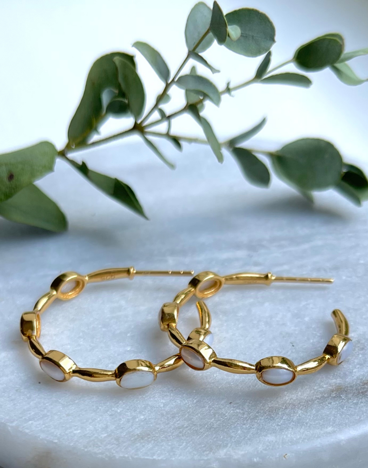Gold Pearl Hoops