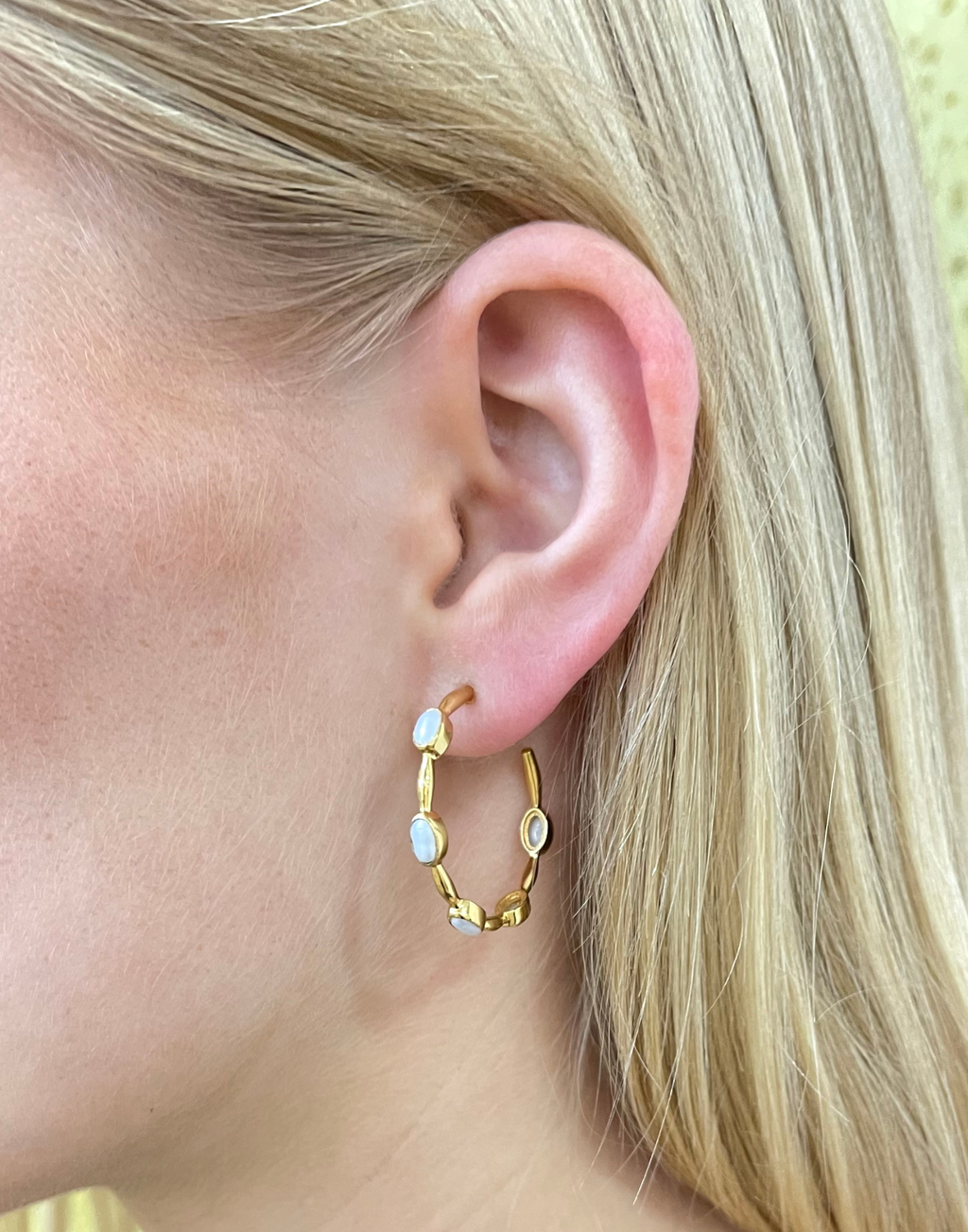 Gold Pearl Hoops