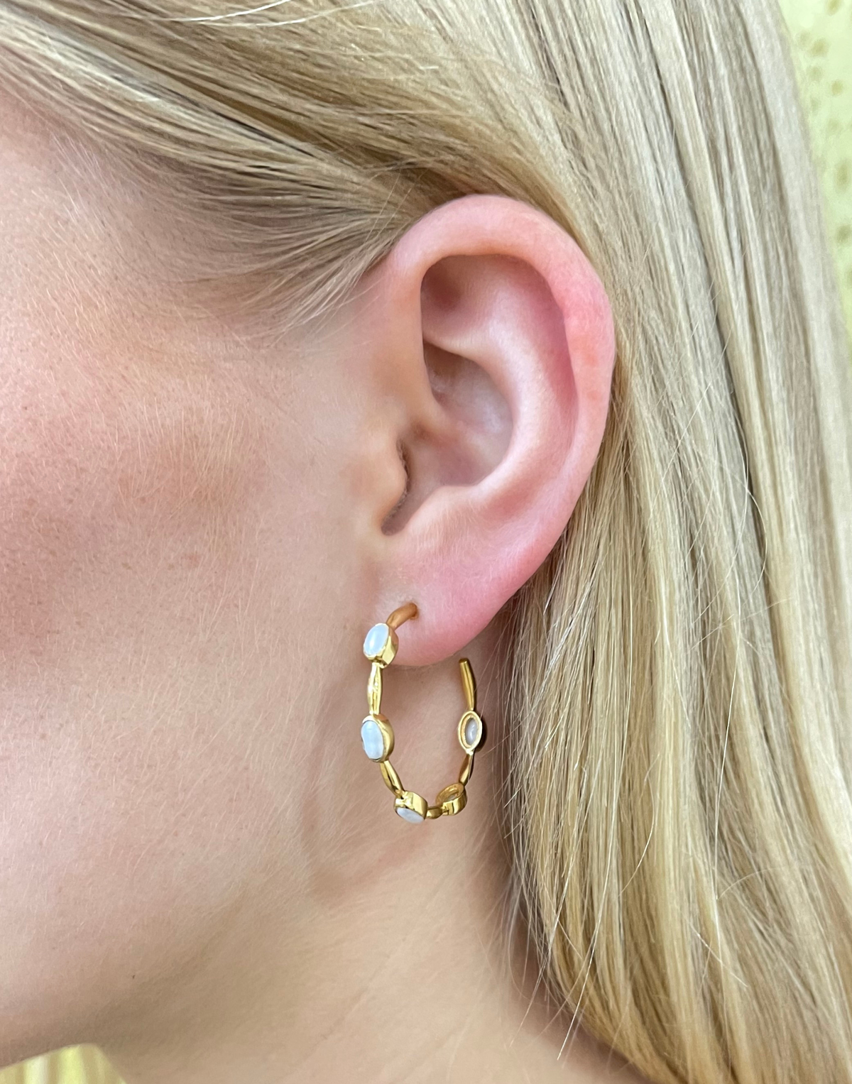 Gold Pearl Hoops