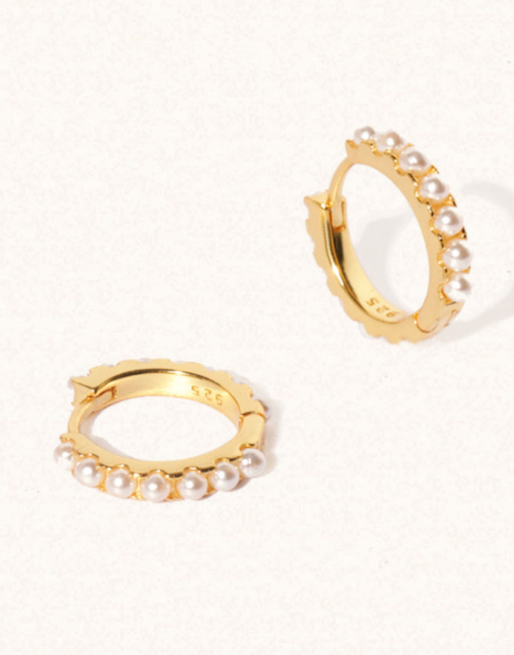 Gold Pearl Huggie Earrings
