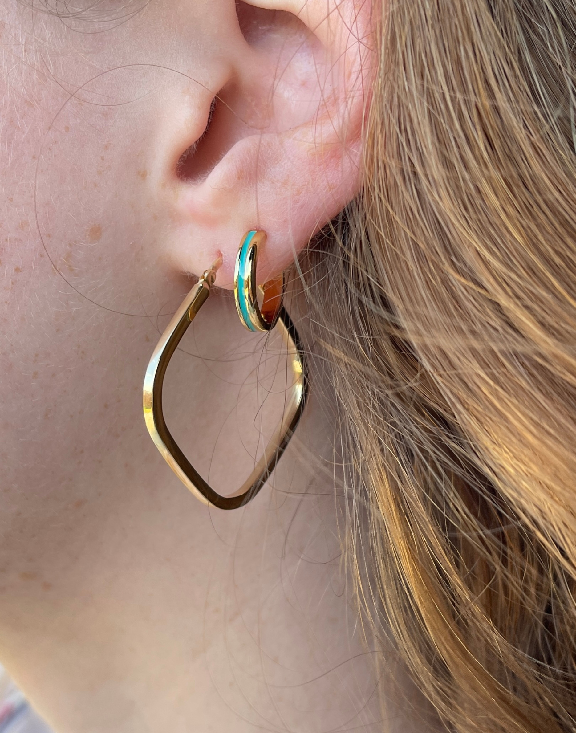 Gold Square Hoop Earrings