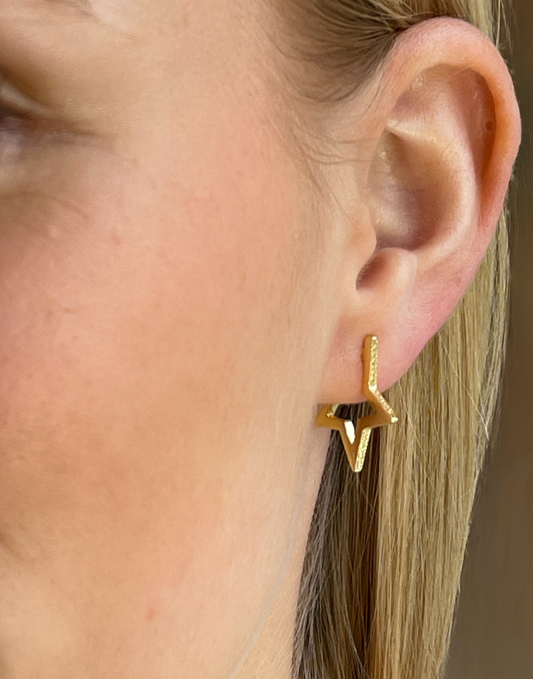Gold Star Hoop Earrings
