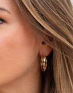 Gold Triple Ring Hoop Earrings