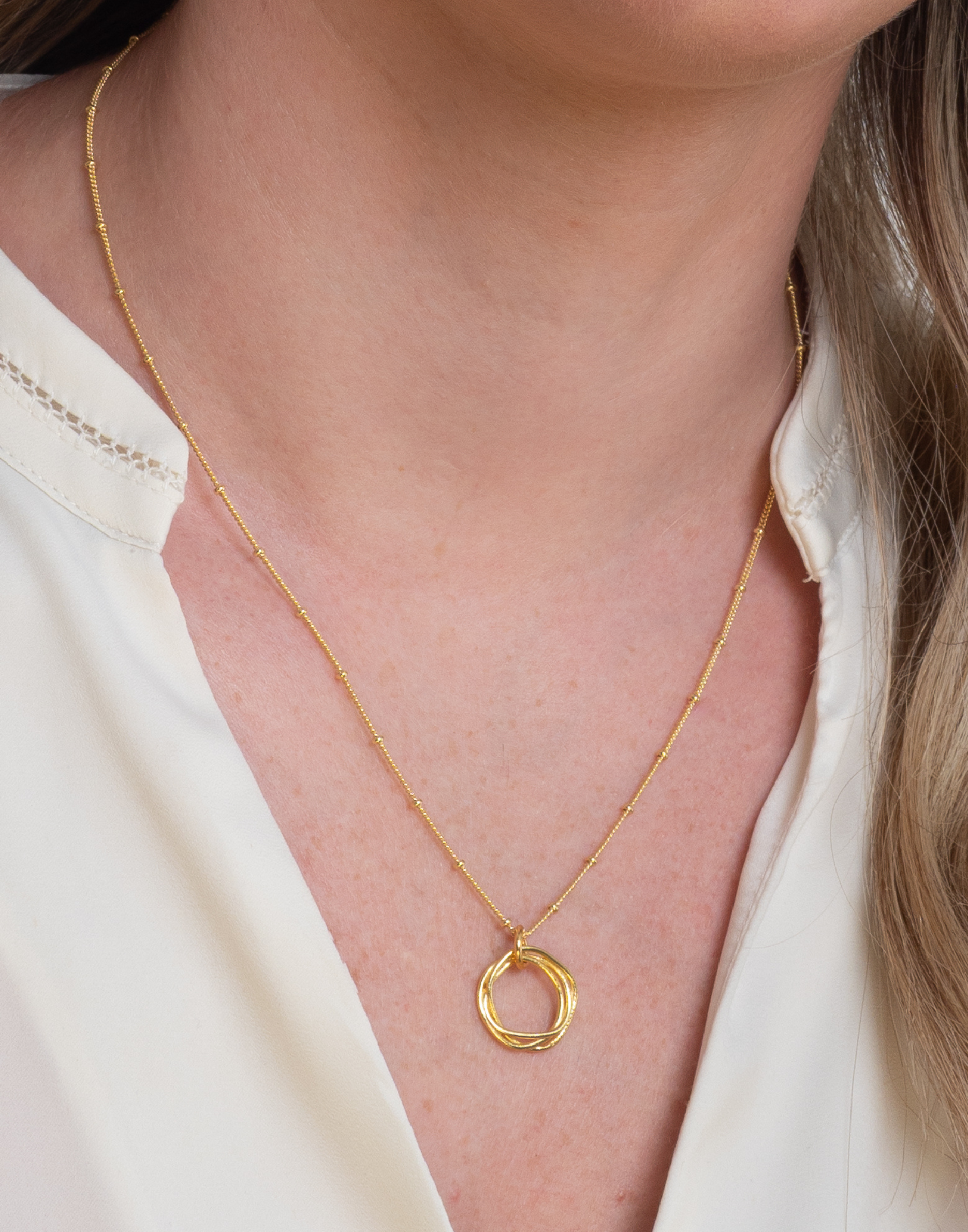 Gold Twisted Circle Necklace