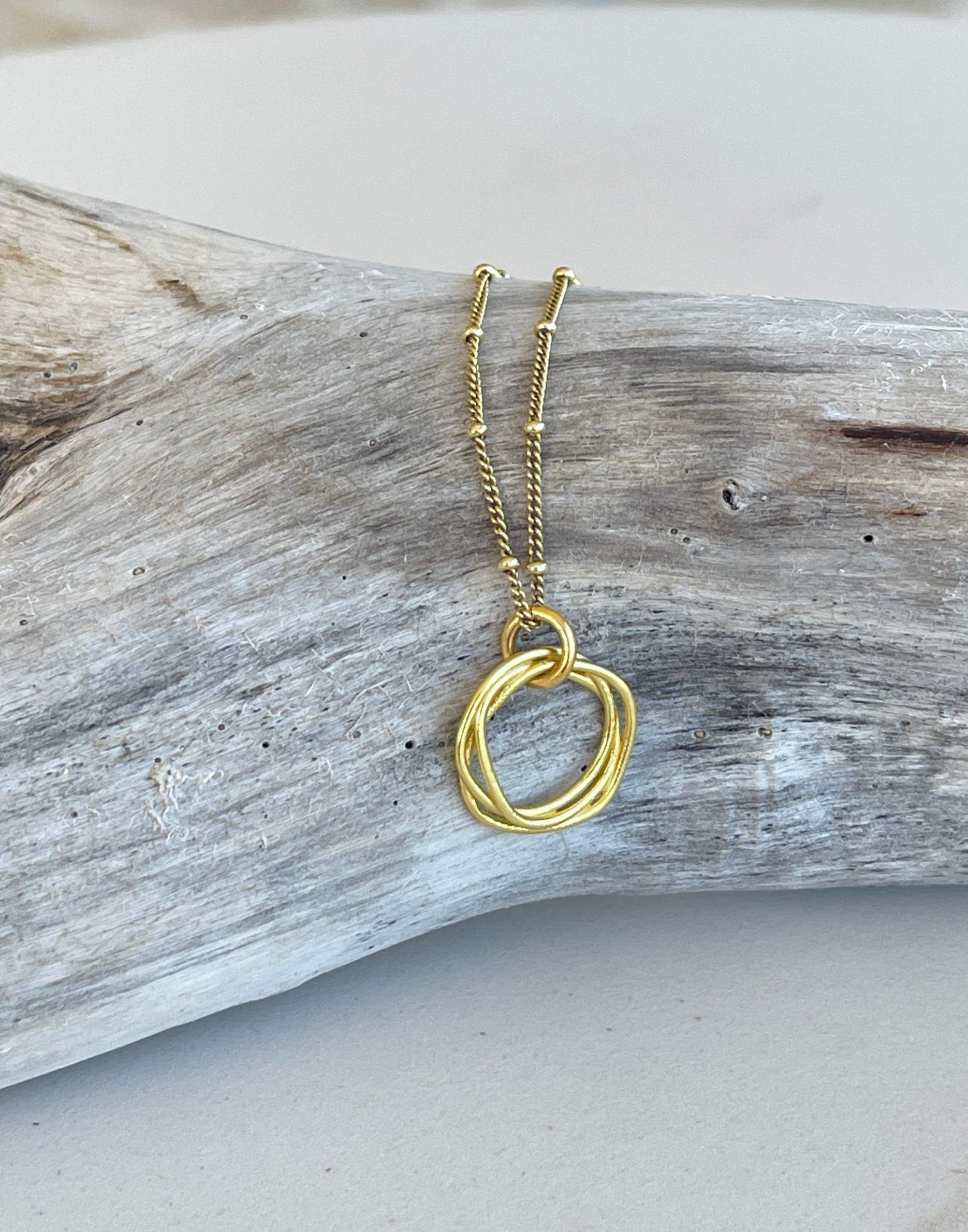 Gold Twisted Circle Necklace