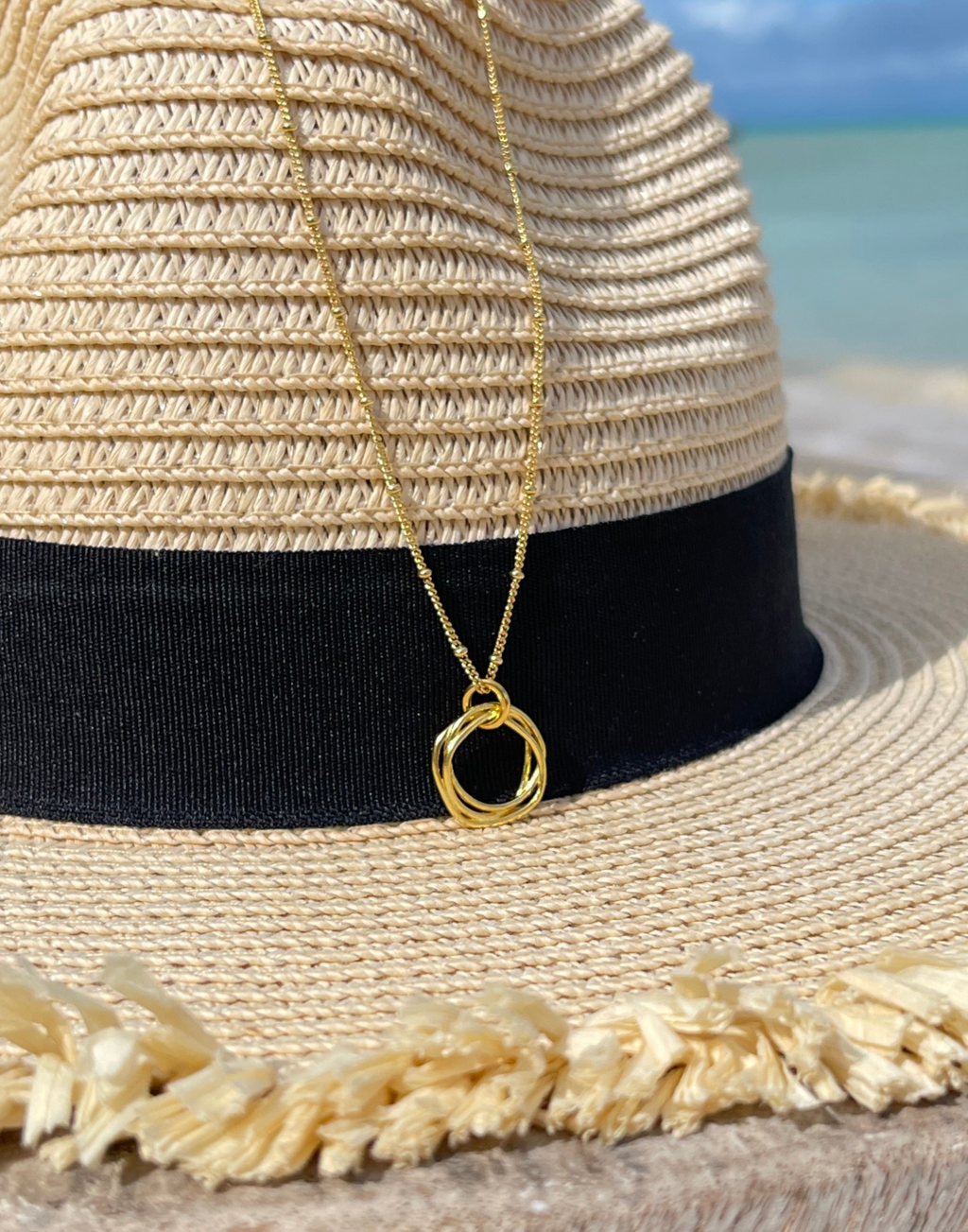 Gold Twisted Circle Necklace
