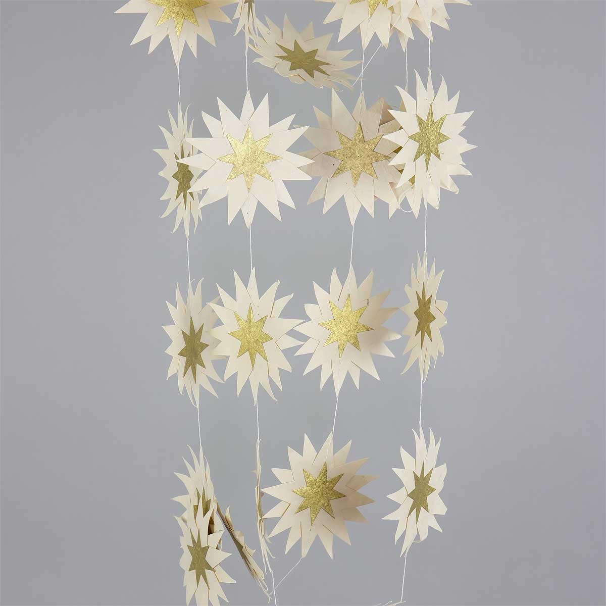 White & Gold Falling Star Garland - Fair Trade | 3Mtr