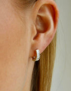 Gold and Crystal Holiday Huggie Earrings