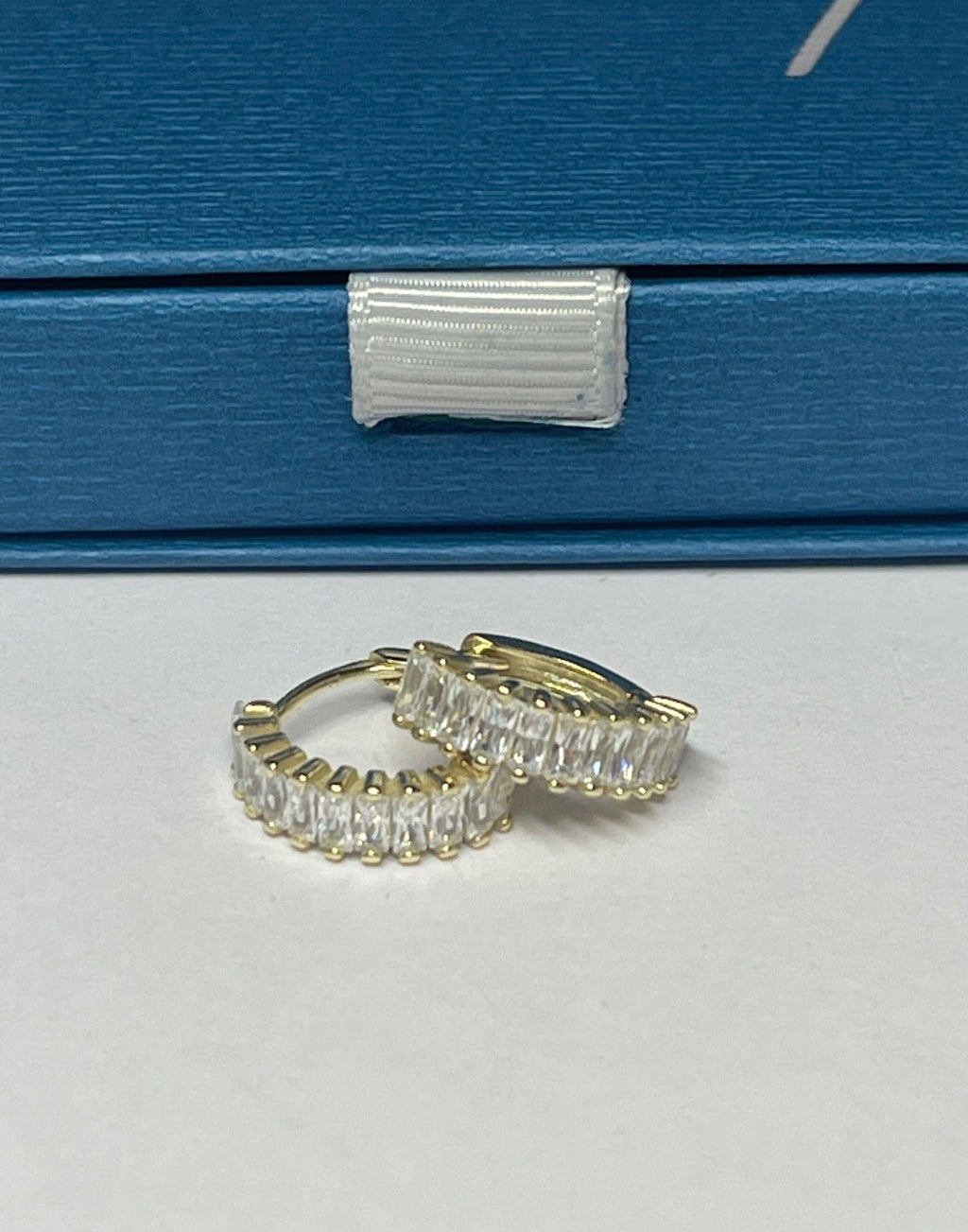 Gold and Crystal Holiday Huggie Earrings