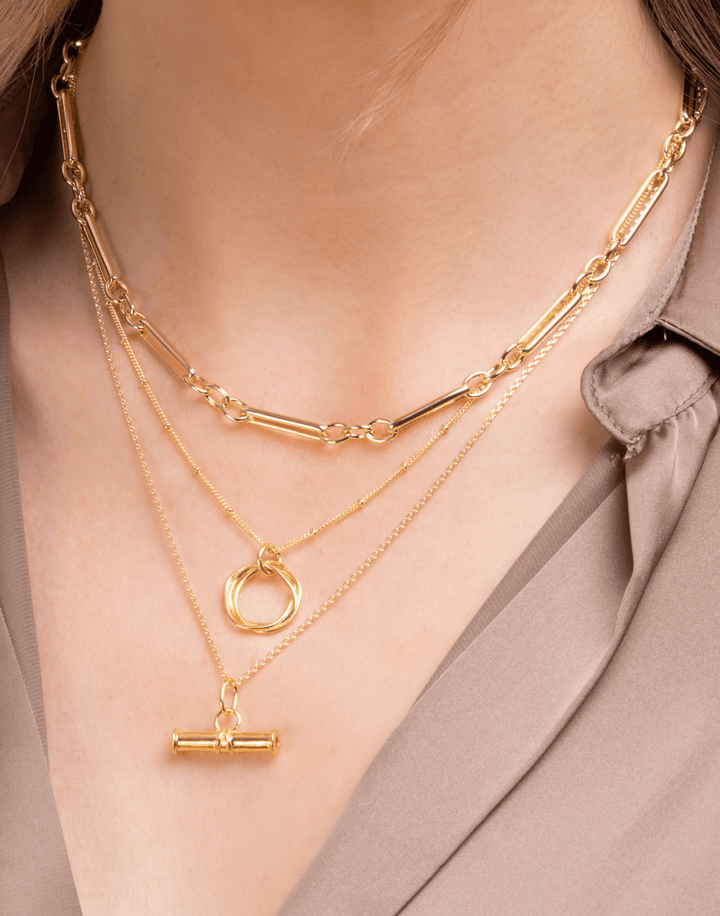 Gold T Bar Necklace