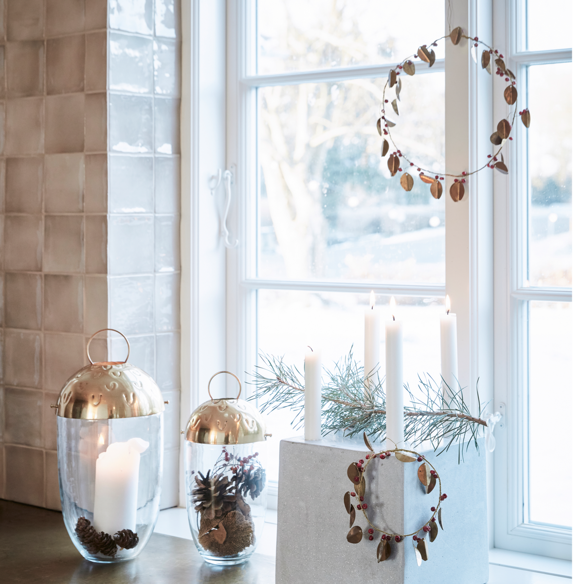 Golden Brass Leaf Metal Wreath | 20cm
