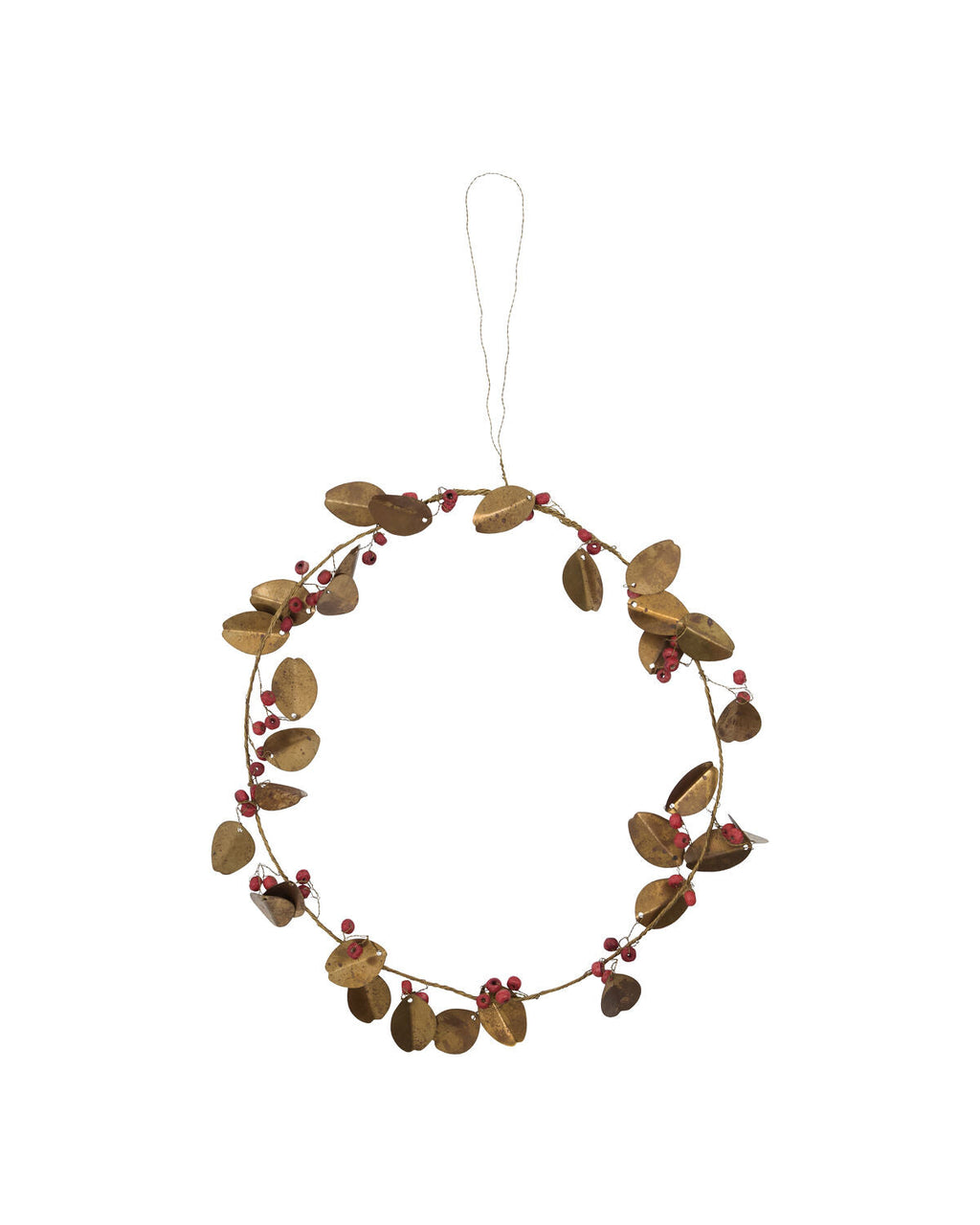 Golden Brass Leaf Metal Wreath | 20cm