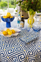 Greek Key Pattern Table Cloth | Blue