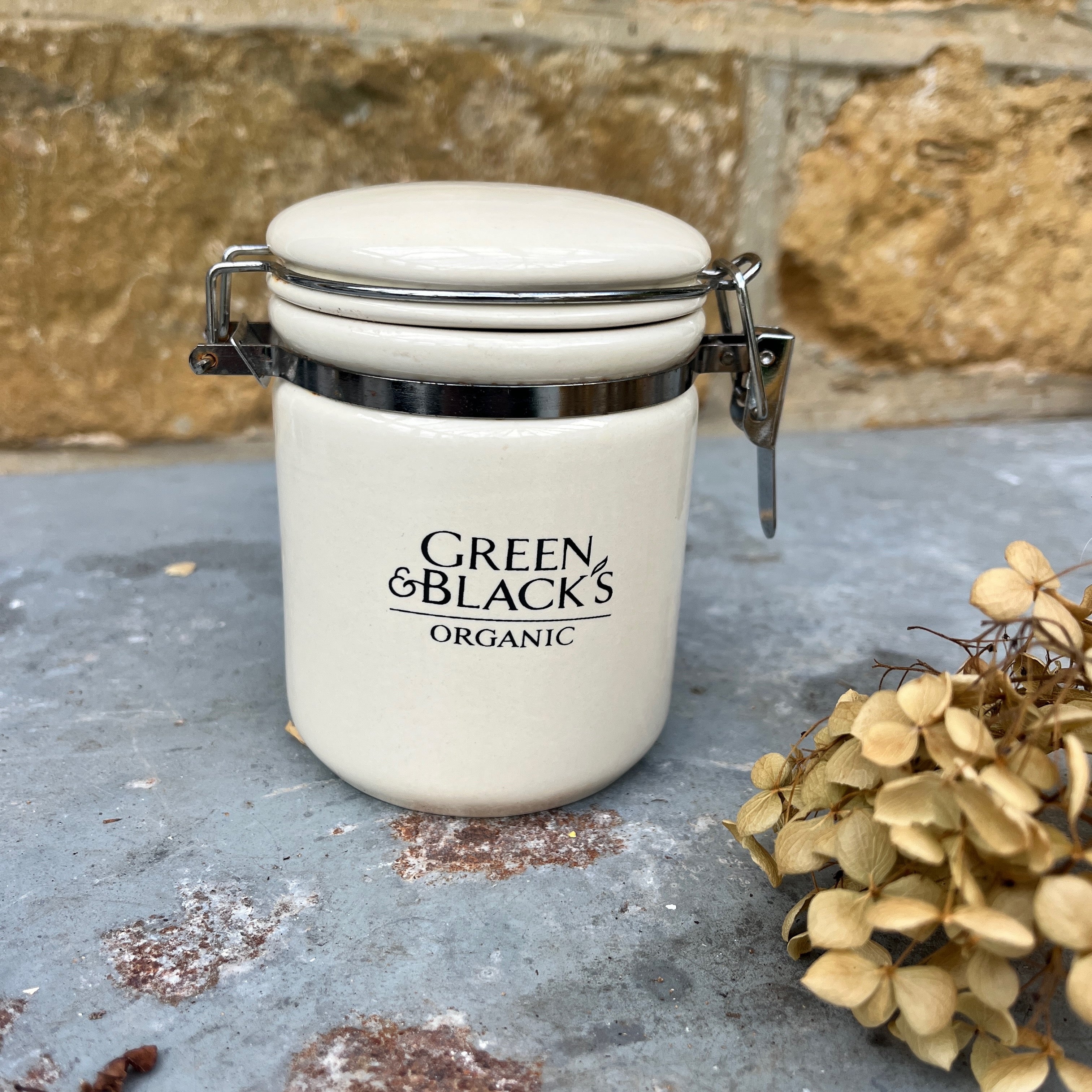 Green & Black Ceramic Container