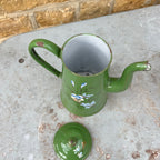 Vintage French Green Enamel Coffee Pot
