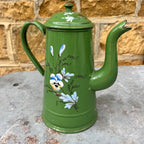 Vintage French Green Enamel Coffee Pot