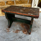 Vintage Stool Distressed in Dark Green and Grey