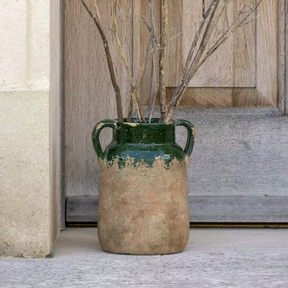 Green Glaze Terracotta  Urn Vase | 27cm