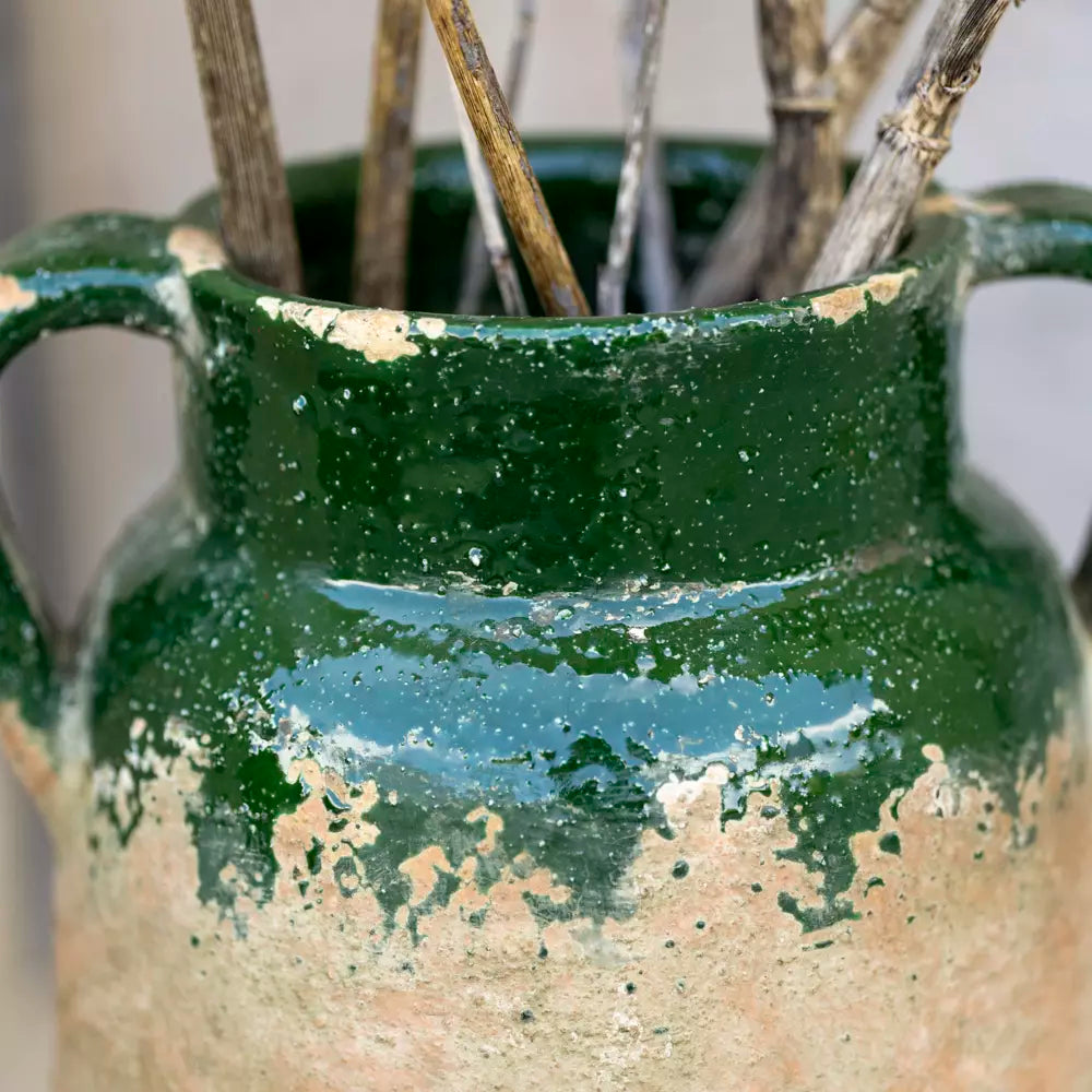 Green Glaze Terracotta  Urn Vase | 27cm