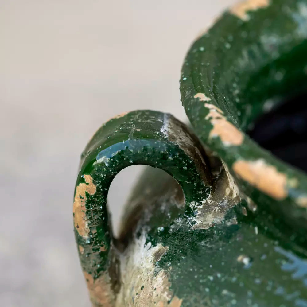 Green Glaze Terracotta  Urn Vase | 27cm