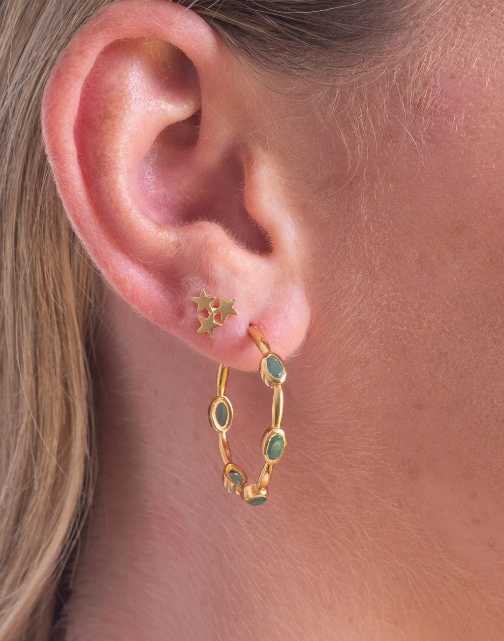 Green Onyx Gold Hoop Earrings (Copy)