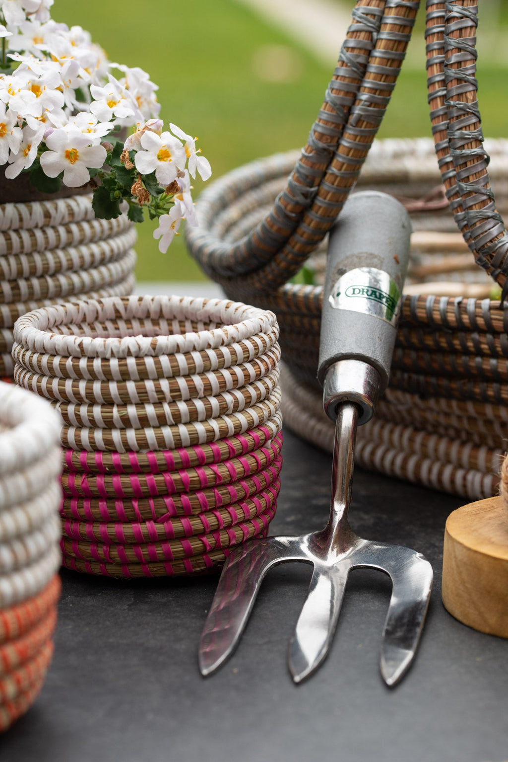 Handwoven Grey Trug Basket – Artisan Storage Basket