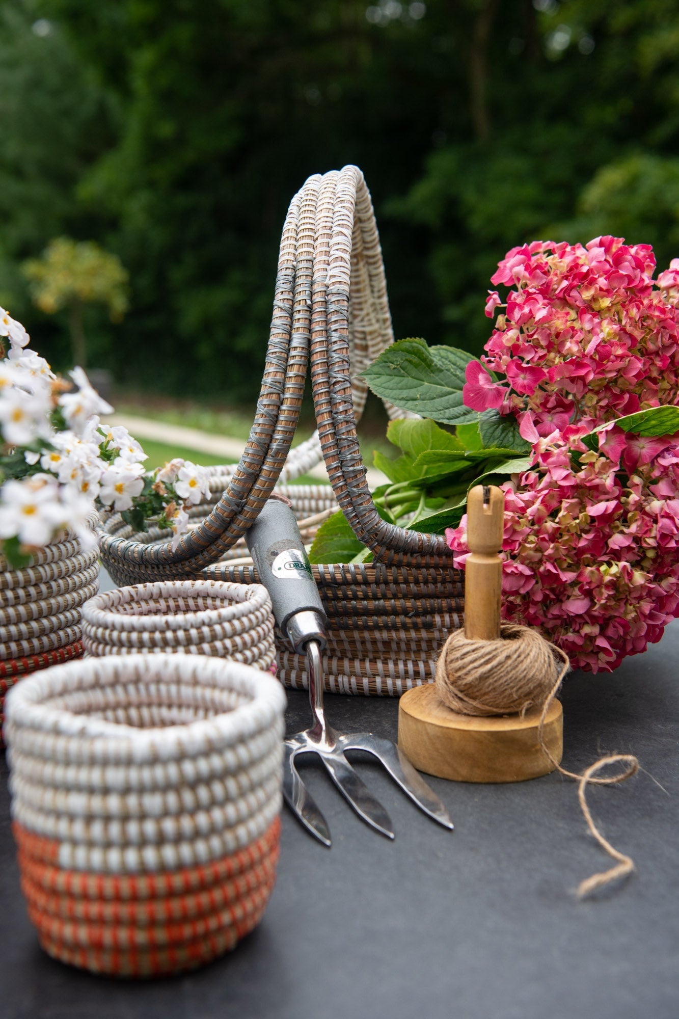 Handwoven Grey Trug Basket – Artisan Storage Basket