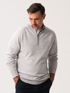 The Jivu Grey Quarter Zip Jumper - Wool & Cashmere