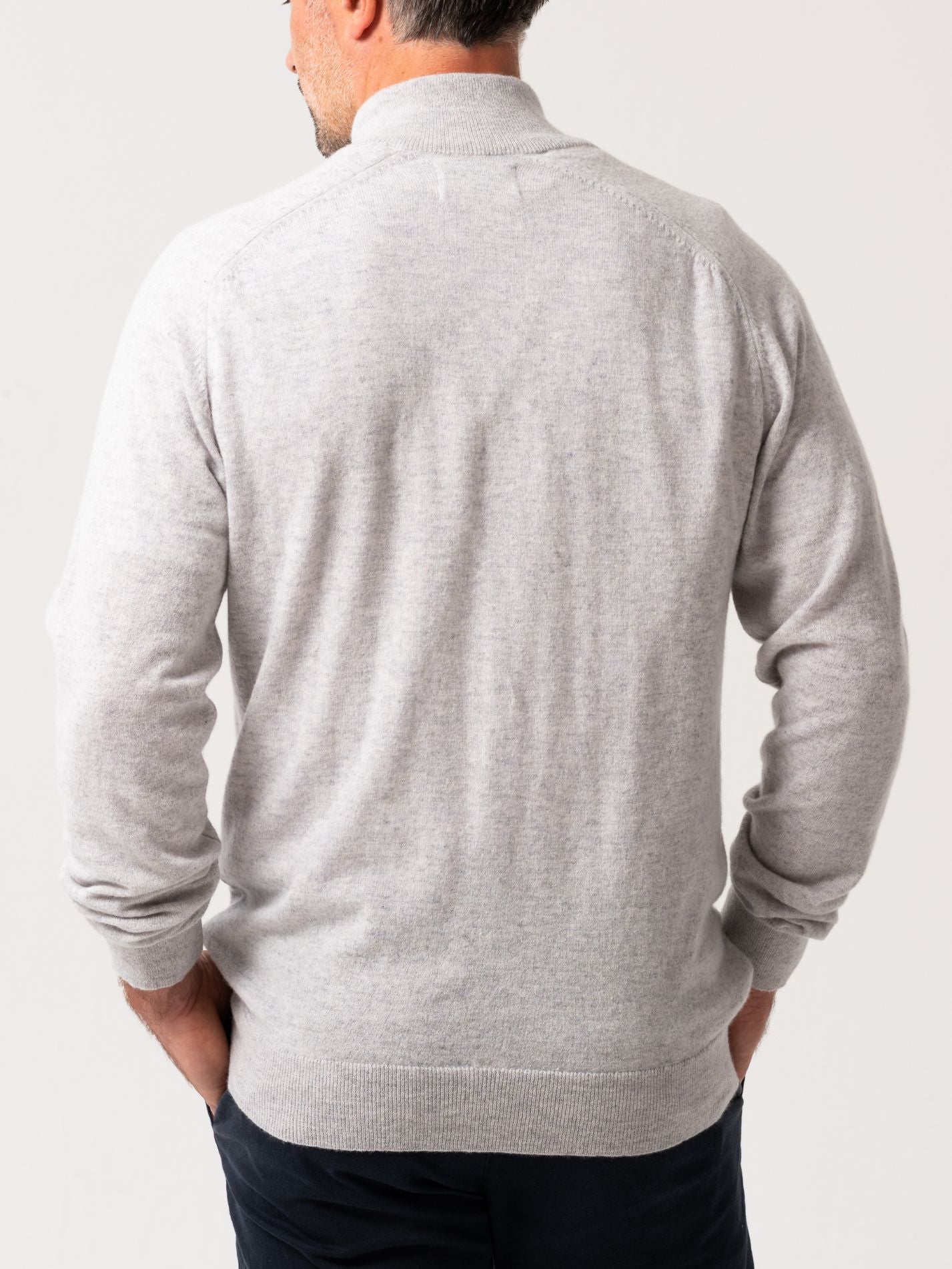 The Jivu Grey Quarter Zip Jumper - Wool & Cashmere