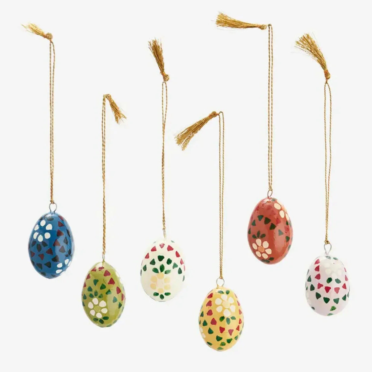 Hand Painted Paper Mache Easter Eggs 3cm | Set of 6