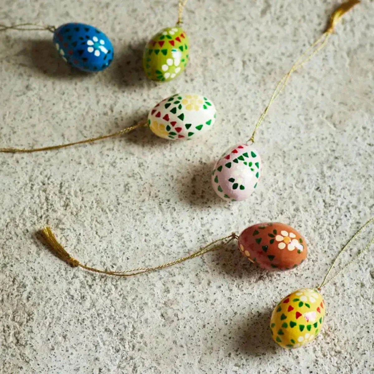 Hand Painted Paper Mache Easter Eggs 3cm | Set of 6